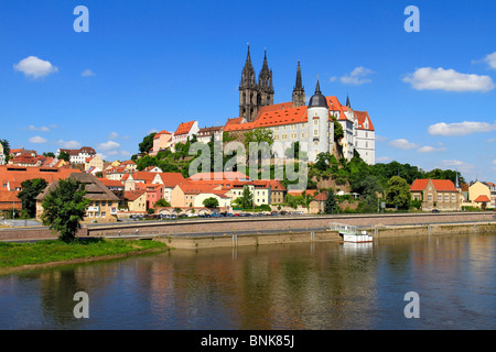 Schloss Albrechtsburg in Meißen, Elbe River in der Nähe von Dresden, Sachsen, Deutschland Stockfoto