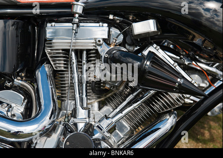 Custom Harley Davidson Motorrad mit einem V-Twin-Panhead-Motor Stockfoto