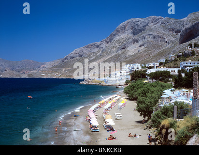 Malerische Aussicht auf den Strand an der Westküste Resort von Massouri auf der Insel Kalymnos Stockfoto