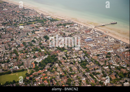 Luftaufnahme von Worthing nach Süd-Ost, West Sussex, UK Stockfoto