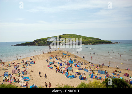 Bigbury-on-Sea Strand und Burgh Island, South Hams, Devon, UK Stockfoto