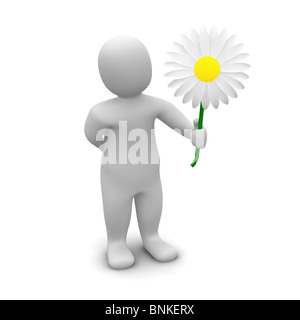 Mensch und Blume. 3D gerenderte Darstellung. Stockfoto