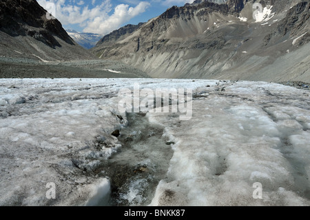 Globale Erwärmung schmelzen Gletscher Erwärmung Heizung warm Klima Katastrophe Katastrophe Treibhauseffekt Kohlendioxid Berge Stockfoto