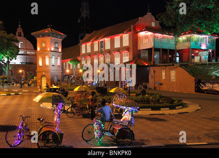 Malaysia, Melaka, Malacca, Altstädter Ring, Christ Church, Uhrturm, Stadthuys, Stockfoto