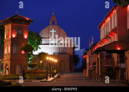 Malaysia, Melaka, Malacca, Altstädter Ring, Christ Church, Uhrturm, Stadthuys, Stockfoto