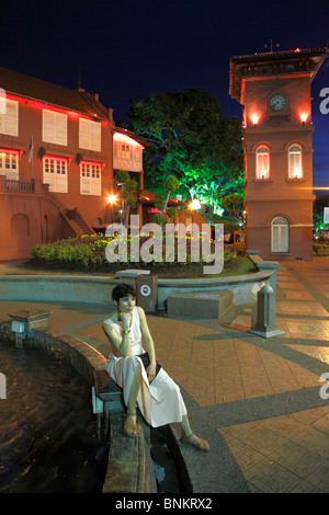 Malaysia, Melaka, Malacca, Altstädter Ring, Uhrturm, Stadthuys, Stockfoto