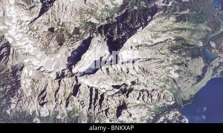 Luftbildkarte Draufsicht Teton Bergkette Grand-Teton-Nationalpark, Wyoming Stockfoto