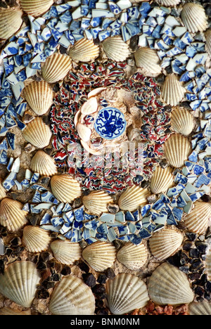 Dekorativer Hintergrund und Muscheln. Stockfoto