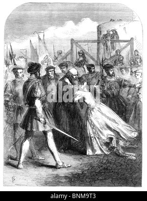 Schwarz / weiß Darstellung von Margaret Roper nehmen Abschied von ihrem Vater, Sir Thomas More auf dem Tower Wharf, London 1535 Stockfoto