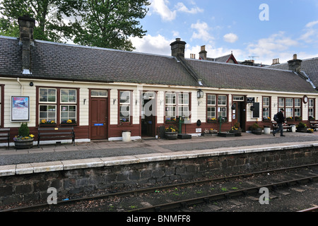 Plattform bei Boat of Garten Railway Station, Schottland, UK Stockfoto