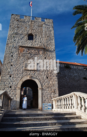 Veliki Revelin Land Gate Korcula Altstadt Eingang Dalmatien Kroatien Stockfoto