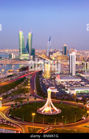 Bahrein Vereinigte Arabische Emirate VAE Straßenverkehr Kreisel Perle Reisen Ort von Interesse Wahrzeichen Stockfoto