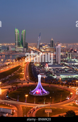 Bahrein Vereinigte Arabische Emirate VAE Straßenverkehr Kreisel Perle Reisen Ort von Interesse Wahrzeichen Stockfoto