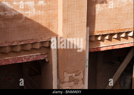 Detail, traditionellen Lehmziegeln bauen, Figuig, Provinz von Figuig, orientalische Region, Marokko. Stockfoto