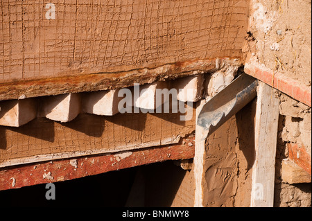 Detail, traditionellen Lehmziegeln bauen, Figuig, Provinz von Figuig, orientalische Region, Marokko. Stockfoto