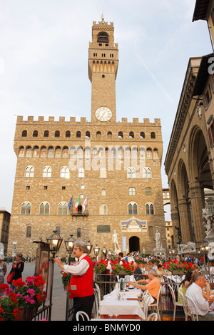 Restaurant, Piazza della Signoria, Florenz, Italien Stockfoto