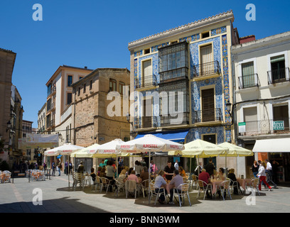 Spanien, Extremadura Cáceres, Straße Restaurant in der Altstadt Stockfoto