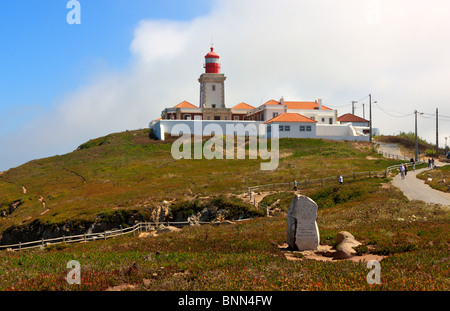 Leuchtturm am Cabo da Roca, der westlichste Punkt von Kontinentaleuropa, Portugal Stockfoto