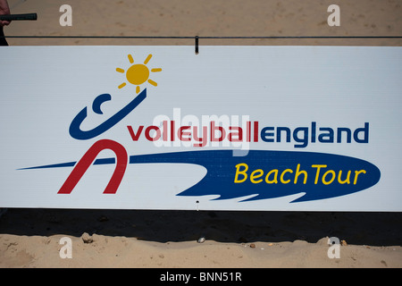 British Open Bein Volleyball England Beach Tour 2010 statt auf Sandbänken, Poole. Stockfoto