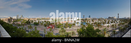 Panoramablick über den Hafen von Barcelona, Moll De La Fusta Stockfoto