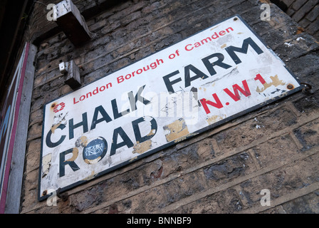 Chalk Farm Road Street Schild, Camden Town, North London, England Stockfoto