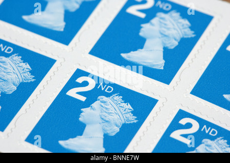 Packung mit Pre-paid 2. Klasse selbst klebende Königliche Post Briefmarken Stockfoto