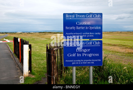 Royal Troon Golf Club Ortseingangsschild Stockfoto