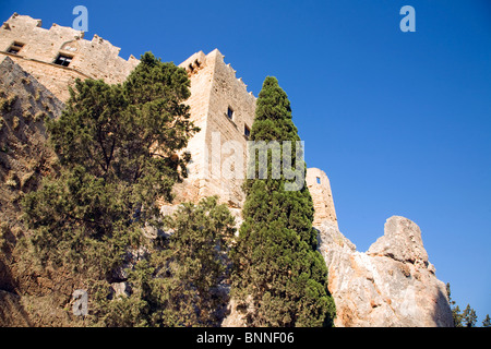 Festungsmauern, Akropolis, Lindos, Rhodos, Griechenland Stockfoto