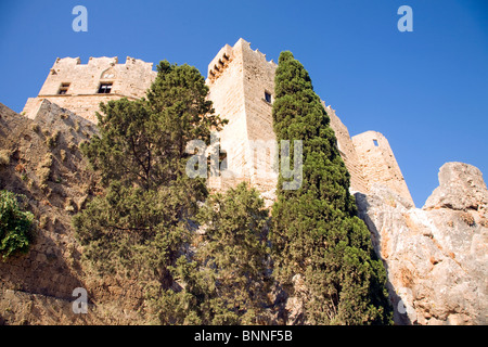 Festungsmauern, Akropolis, Lindos, Rhodos, Griechenland Stockfoto