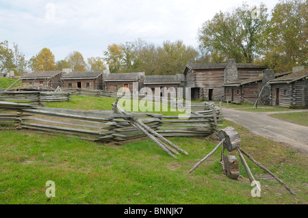 Fort Boonesboroughugh State Park Boonesborough Kentucky USA Vereinigte Staaten von Amerika Log Haus Zaun Stockfoto