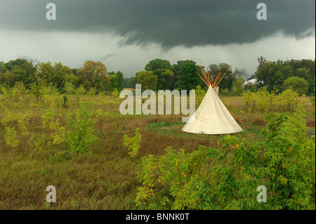 Tipi Indianer Zelt Campingplatz obere Sioux Agentur State Park Granit fällt Minnesota USA Amerika Vereinigte Staaten von Amerika Stockfoto