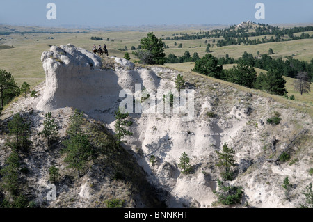 Pine Ridge Pine Ridge Indian Reservation South Dakota USA Amerika Vereinigte Staaten von Amerika Reiten Reiten-Gruppe Stockfoto