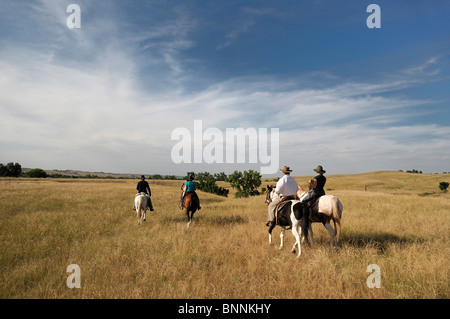 Pine Ridge Pine Ridge Indian Reservation South Dakota USA Amerika Vereinigte Staaten von Amerika Reiten Reiten-Gruppe Stockfoto