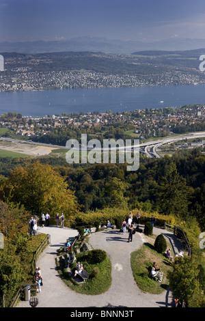 Schweiz Zürich Zürichsee Berg Ütli Uetliberg Terrasse See Ansicht von oben Stadt Stadt Kanton Zürich Alpen Stockfoto