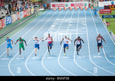 28. Juli um Barcelona Leichtathletik Europameisterschaften 2010 (100m Männer Finale) Stockfoto