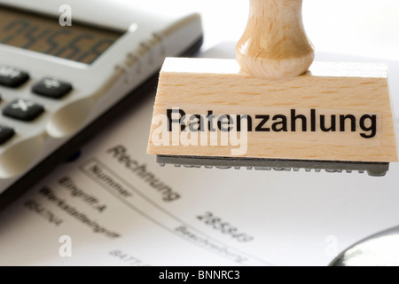 Schulden-Finanzen Finanzierung Probleme Verschuldung belasten Schuldner Schuldner Konten receivable Raten Raten Zahlung per Stockfoto