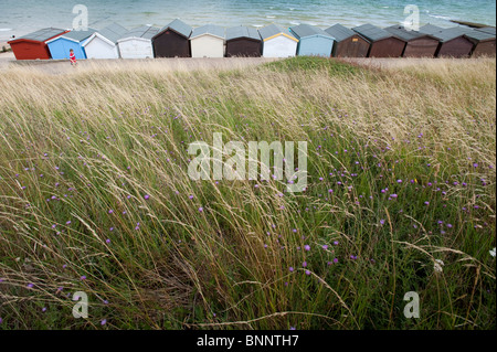 Bemalte Strand Hütten am Frinton-on-Sea, Essex Stockfoto
