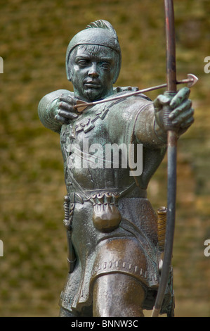 Bronzestatue von Robin Hood, Nottingham Castle Außenwände, Stadt von Nottingham, Nottinghamshire, England, UK, GB, EU, Europa Stockfoto