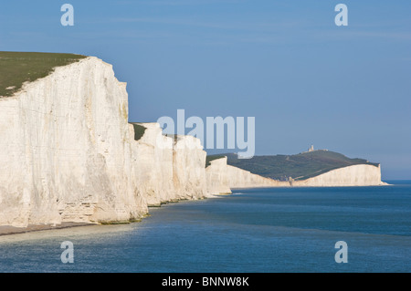 Blick auf die Seven Sisters Cliffs, South Downs Way, South Downs National Park, East Sussex, England, Großbritannien, GB, Europa Stockfoto