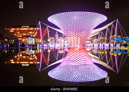 China Shanghai Expo Welt Ausstellung Boulevard Nacht China Pavillion Reisen Tourismus Urlaub Ferien Stockfoto