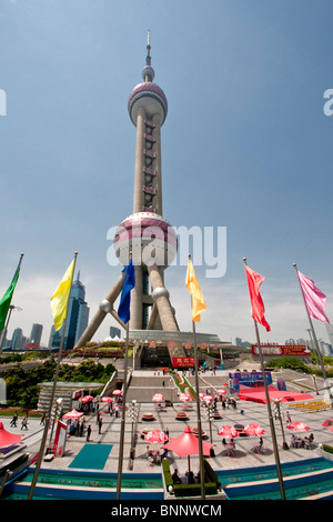 China Shanghai tower Turm Oriental Pearl Tower Kugel Kugel um Bau Stadt Stadt Bausteine der Wohnungen Hochhaus Stockfoto