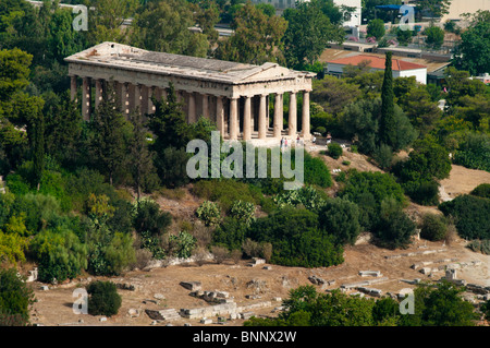 Luftaufnahme des Tempel des Hephaistos in Athen, Griechenland. Blick von Südosten. Stockfoto