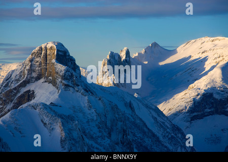 Stauberen Schweiz Kanton Appenzell Innerrhoden Alpstein Berge Winter Schnee Stockfoto
