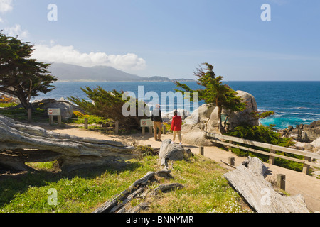 Coupleon schroffen Pazifischen Ozean Felsenküste am 17-Mile Drive in Pebble Beach auf der Monterey Halbinsel Kalifornien Stockfoto