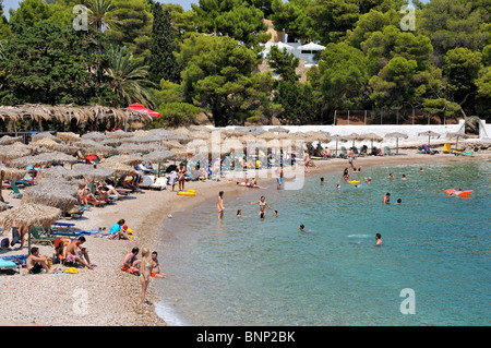 Strand von Agia Marina, Insel Spetses, Griechenland Stockfoto