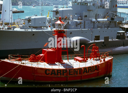 Sydney New South Wales Australia Darling Harbour - Carrentaria CLS4 Unbemannte Lightship in Service 1917 - 1985 jetzt auf der Australian National Marit zu sehen Stockfoto