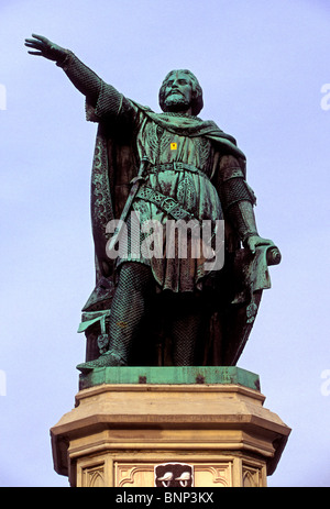 Statue von Jacob Van Artevelde, Paul de Vigne, Vrigdagmarkt, Stadt von Ghent, Gent, Ostflandern, Provinz Ost-Flandern, Belgien, Europa Stockfoto