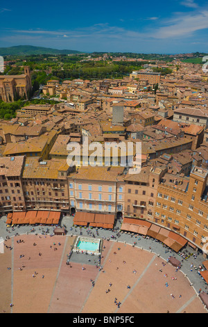 Überblick über die Piazza Del Campo in Siena, Toskana, Italien Stockfoto