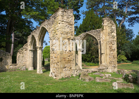 Viktorianische Ruinen, Abingdon Abbey Felder Stockfoto