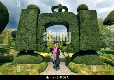 Levens Hall Topiary Garten in der Nähe von Lake Windermere, Cumbria, Lake District, England, UK Stockfoto